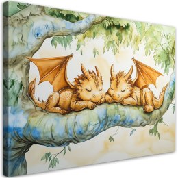 Obraz do pokoju dziecka, Małe smoki Zwierzęta - 60x40