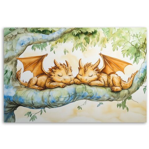 Obraz do pokoju dziecka, Małe smoki Zwierzęta - 60x40 Obraz do pokoju dziecka, Małe smoki Zwierzęta - 60x40