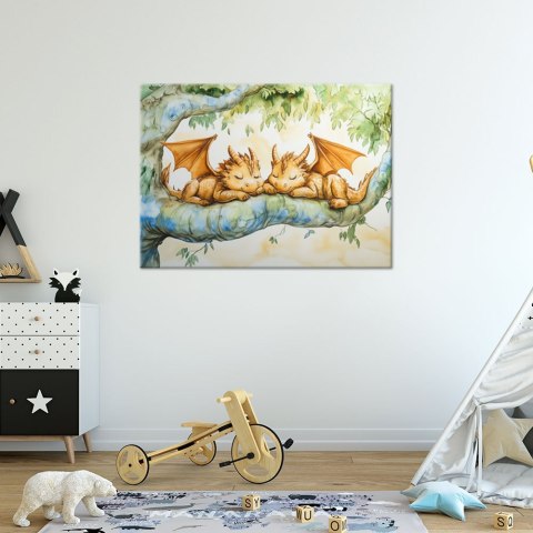 Obraz do pokoju dziecka, Małe smoki Zwierzęta - 90x60 Obraz do pokoju dziecka, Małe smoki Zwierzęta - 90x60