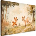 Obraz do pokoju dziecka, Sarenki Zwierzęta w lesie Beżowy - 90x60