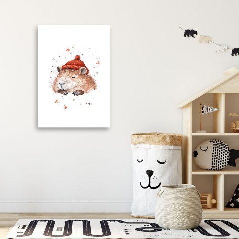 Obraz do pokoju dziecka, Śpiąca Kapibara - 60x90 Obraz do pokoju dziecka, Śpiąca Kapibara - 60x90