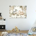 Obraz do pokoju dziecka, Śpiące Smoki Zwierzęta w lesie beżowy - 90x60