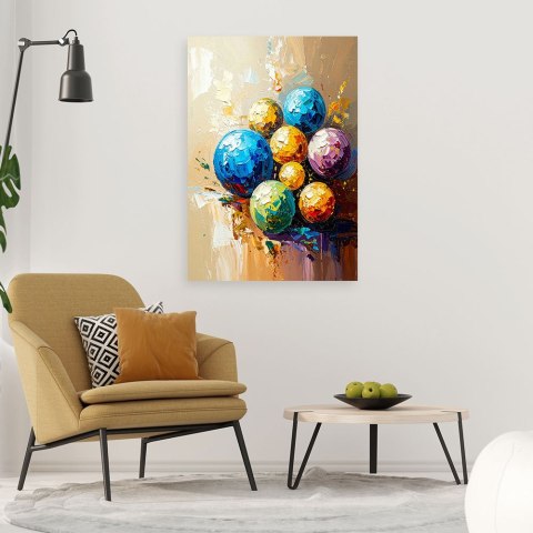 Obraz do salonu, Kolorowe Kule Plamy efekt farby olejnej - 80x120 Obraz do salonu, Kolorowe Kule Plamy efekt farby olejnej - 80x120