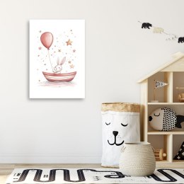 Obraz dziecięcy, Królik w łódce z balonikiem Boho - 70x100