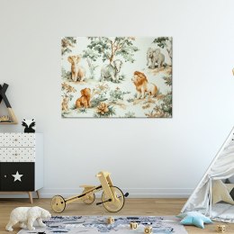 Obraz dziecięcy na ścianę, Słonie Lwy Dżungla - 90x60