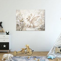Obrazy dla dzieci do pokoju, Mały Smok Kwiaty Rośłiny - 120x80