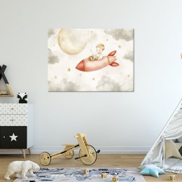 Obrazy do pokoju chłopca, Rakieta w chmurach kosmosie - 60x40