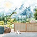 Fototapeta dla chłopca, Dinozaury Prehistoryczne Gady Pejzaż Zielony - 250x175