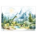 Fototapeta dla chłopca, Dinozaury Prehistoryczne Gady Pejzaż Zielony - 250x175