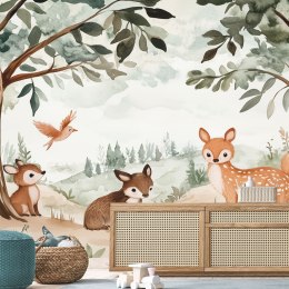 Fototapeta dla dzieci, Jelonek Ptak Leśne Zwierżeta Beżowy - 250x175