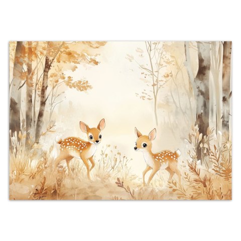 Fototapeta dla dzieci, Jelonki Zwierzęta w lesie Beżowy - 150x105 Fototapeta dla dzieci, Jelonki Zwierzęta w lesie Beżowy - 150x105