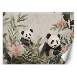 Fototapeta dla dzieci, Misie Pandy w kwiatach - 200x140