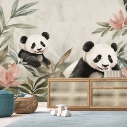 Fototapeta dla dzieci, Misie Pandy w kwiatach - 450x315