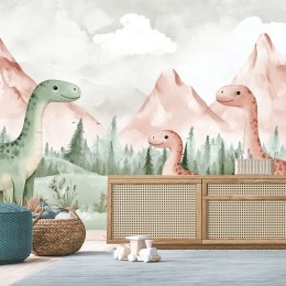 Fototapeta dla dzieci do pokoju, Dinozaury Góry Las Zielony - 300x210