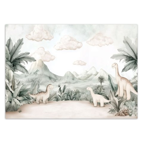 Fototapeta dla dzieci do pokoju, Dinozaury Jurajski świat w pastelach - 100x70 Fototapeta dla dzieci do pokoju, Dinozaury Jurajski świat w pastelach - 100x70