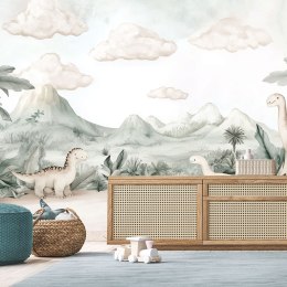 Fototapeta dla dzieci do pokoju, Dinozaury Jurajski świat w pastelach - 450x315