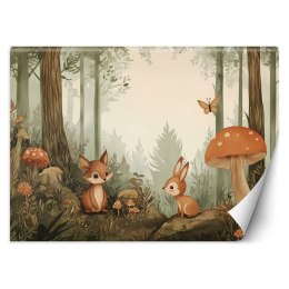 Fototapeta do pokoju dziecięcego, Leśne Zwierzęta Natura Beżowy - 100x70