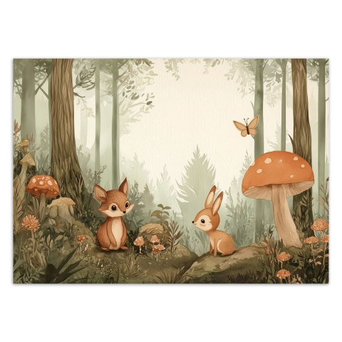 Fototapeta do pokoju dziecięcego, Leśne Zwierzęta Natura Beżowy - 100x70 Fototapeta do pokoju dziecięcego, Leśne Zwierzęta Natura Beżowy - 100x70