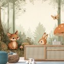 Fototapeta do pokoju dziecięcego, Leśne Zwierzęta Natura Beżowy - 150x105