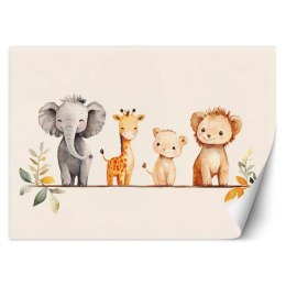 Fototapeta do pokoju dziecka, Afrykańskie kolorowe zwierzątka w beżu - 200x140