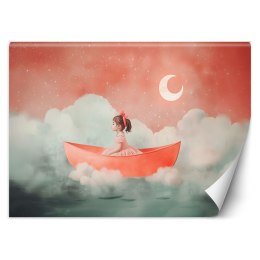 Fototapeta do pokoju dziecka, Dziewczynka w łódce w chmurach - 100x70
