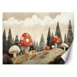 Fototapeta do pokoju dziecka, Grzyby Las Drzewa Natura Beżowy - 200x140