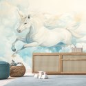 Fototapeta do pokoju dziecka, Jednorożec w błękitnych chmurach - 200x140