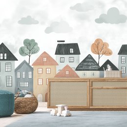 Fototapeta do pokoju dziecka, Kolorowe domy miasto - 250x175