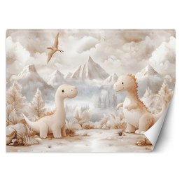 Fototapeta do pokoju dziecka, Urocze małe Dinozaury Krajobraz Beżowy - 150x105