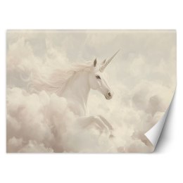 Fototapeta dziecięca na ścianę, Jednorożec w beżowych chmurach - 100x70