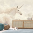 Fototapeta dziecięca na ścianę, Jednorożec w beżowych chmurach - 350x245