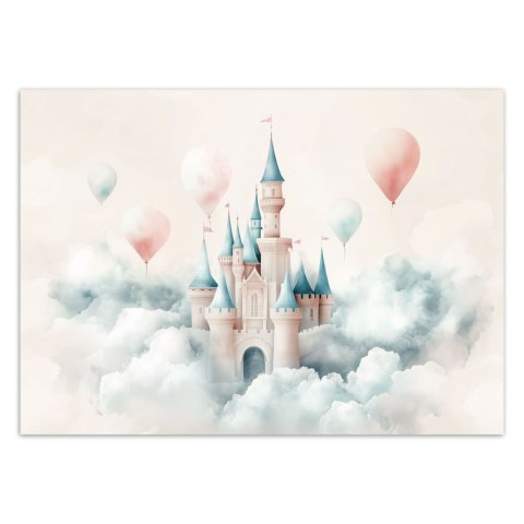 Fototapeta dziecięca na ścianę, Zamek z balonikami w chmurach - 200x140 Fototapeta dziecięca na ścianę, Zamek z balonikami w chmurach - 200x140