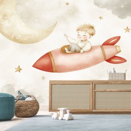 Fototapety do pokoju chłopca, Rakieta w chmurach kosmosie - 400x280