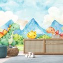 Fototapety do pokoju dziecięcego, Śmieszne Dinozaury Kolorowe - 350x245