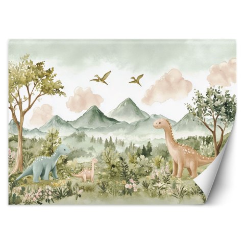 Fototapety do pokoju dziecięcego, Wesołe Dinozaury Pejzaż górski - 100x70 Fototapety do pokoju dziecięcego, Wesołe Dinozaury Pejzaż górski - 100x70