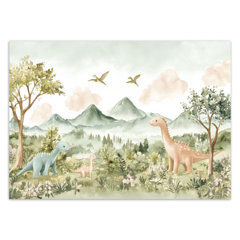 Fototapety do pokoju dziecięcego, Wesołe Dinozaury Pejzaż górski - 100x70 Fototapety do pokoju dziecięcego, Wesołe Dinozaury Pejzaż górski - 100x70