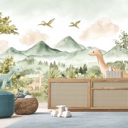 Fototapety do pokoju dziecięcego, Wesołe Dinozaury Pejzaż górski - 250x175