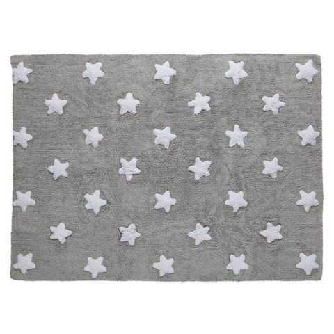 Lorena Canals Dywan bawełniany Grey Stars White 120 x 160 cm Lorena Canals Dywan bawełniany Grey Stars White 120 x 160 cm