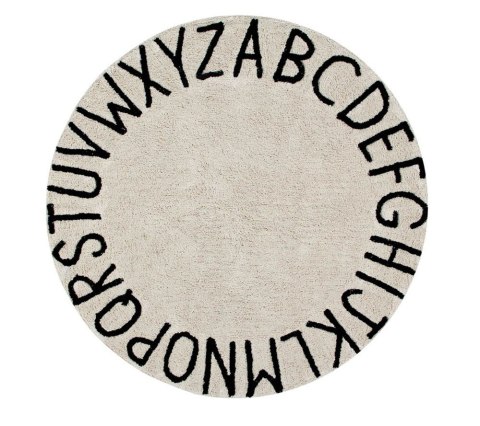 Lorena Canals Dywan bawełniany Round ABC Natural Negro Ø 150 cm Lorena Canals Dywan bawełniany Round ABC Natural Negro Ø 150 cm