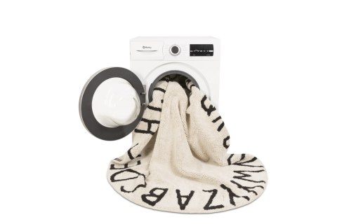 Lorena Canals Dywan bawełniany Round ABC Natural Negro Ø 150 cm Lorena Canals Dywan bawełniany Round ABC Natural Negro Ø 150 cm