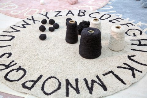 Lorena Canals Dywan bawełniany Round ABC Natural Negro Ø 150 cm Lorena Canals Dywan bawełniany Round ABC Natural Negro Ø 150 cm