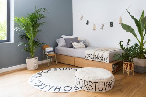 Lorena Canals Dywan bawełniany Round ABC Natural Negro Ø 150 cm Lorena Canals Dywan bawełniany Round ABC Natural Negro Ø 150 cm