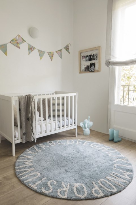 Lorena Canals Dywan bawełniany Round ABC Vintage Azul Natural Ø 150 cm Lorena Canals Dywan bawełniany Round ABC Vintage Azul Natural Ø 150 cm