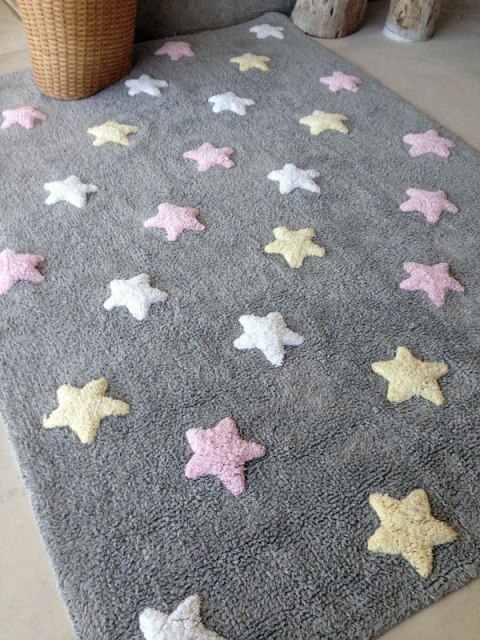 Lorena Canals Dywan bawełniany Tricolor Star Gris/Rosa 120 x 160 cm Lorena Canals Dywan bawełniany Tricolor Star Gris/Rosa 120 x 160 cm
