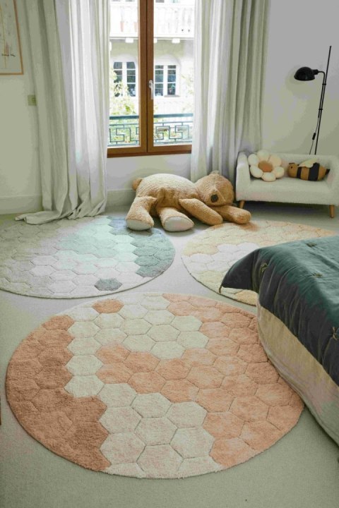 Dywan bawełnainy okrągły Ø 140, Honeycomb golden, Plaster Miodu, Planet Bee, Lorena Canals Dywan bawełnainy okrągły Ø 140, Honeycomb golden, Plaster Miodu, Planet Bee, Lorena Canals