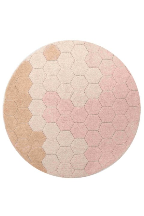 Dywan bawełniany okrągły Ø 140, Round Honeycomb Rose, Plaster Miodu Róż, Planet Bee, Lorena Canals Dywan bawełniany okrągły Ø 140, Round Honeycomb Rose, Plaster Miodu Róż, Planet Bee, Lorena Canals