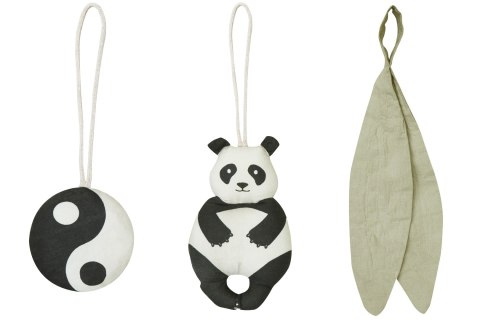 Zestaw 3 zawieszek z grzechotką - Panda Bamboo Lorena Canals Zestaw 3 zawieszek z grzechotką - Panda Bamboo Lorena Canals