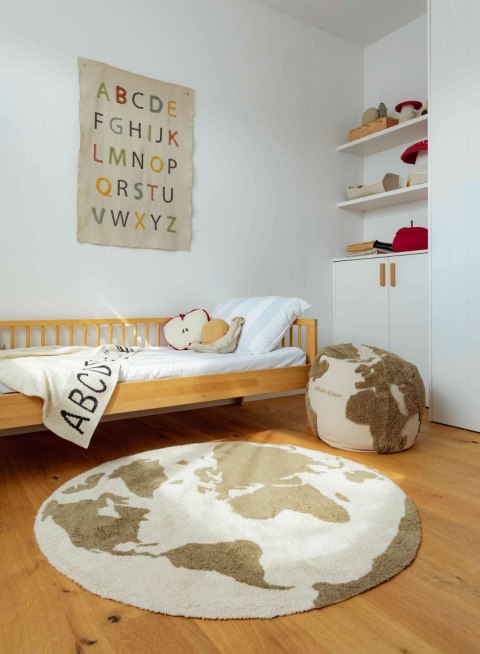 Dywan Bawełniany RugCycled Mapa Świata, Ø 120 cm, Lorena Canals Dywan Bawełniany RugCycled Mapa Świata, Ø 120 cm, Lorena Canals