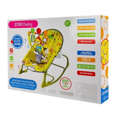 Leżaczek little savanna yellow EUROBABY EUROBABY Leżaczek little savanna yellow EUROBABY EUROBABY