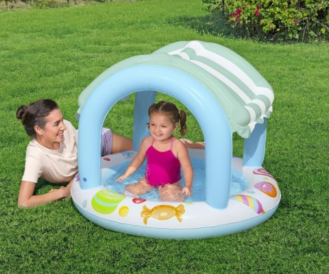 Bestway 52638 Basenik dmuchany z daszkiem i pompowanym dnem Cukierkowy Domek 1.04m x 84cm Bestway 52638 Basenik dmuchany z daszkiem i pompowanym dnem Cukierkowy Domek 1.04m x 84cm